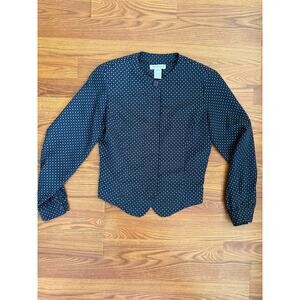 Liz Claiborne Petite 2 Navy Pattern Blazer Jacket Vintage 90s Minimalist